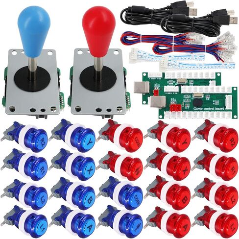 Arcade Game 2 Player Controller DIY Kit Buttons with Logo Coin X Y Start Select 8 Way Joystick USB Encoder for PC MAME Raspberry Pi in Kuwait