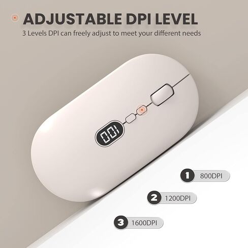 ماوس كمبيوتر لاسلكي من MAGIC-REFINER لأجهزة الكمبيوتر المحمول مع مستوى بطارية مرئي، ماوس USB محمول فائق النحافة 2.4 جيجا، ماوس كمبيوتر محمول بنقرة صامتة 1600 نقطة في البوصة لنظام التشغيل Windows/Mac/PC/Notebook/MacBook/ipad in Kuwait