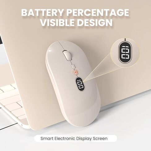ماوس كمبيوتر لاسلكي من MAGIC-REFINER لأجهزة الكمبيوتر المحمول مع مستوى بطارية مرئي، ماوس USB محمول فائق النحافة 2.4 جيجا، ماوس كمبيوتر محمول بنقرة صامتة 1600 نقطة في البوصة لنظام التشغيل Windows/Mac/PC/Notebook/MacBook/ipad in Kuwait