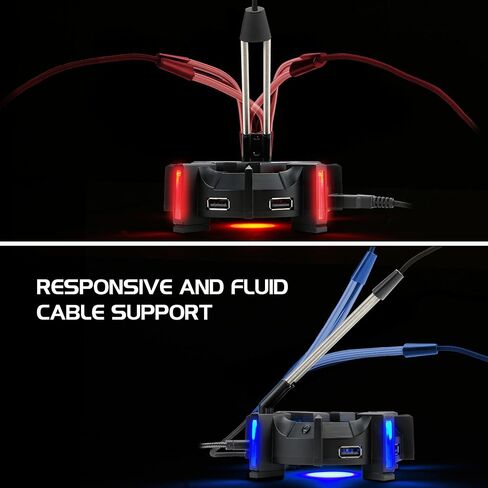 انهانس حامل كيبل ماوس العاب احترافي بـ 4 منافذ USB مع 7 اوضاع الوان LED، دعم ادارة الكيبلات، دقة محسنة وتصميم موزون لالعاب الرياضات الالكترونية التنافسية، ملحقات الالعاب in Kuwait