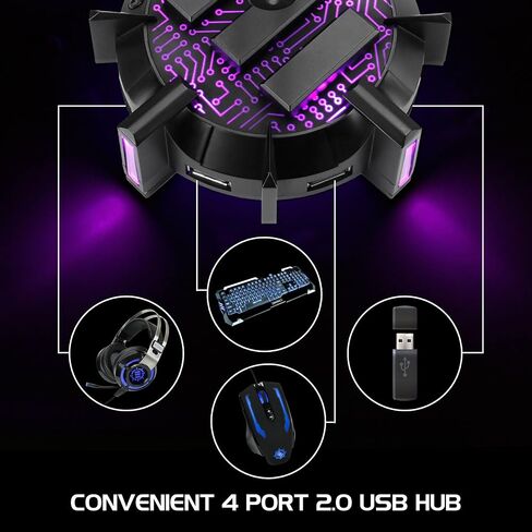 انهانس حامل كيبل ماوس العاب احترافي بـ 4 منافذ USB مع 7 اوضاع الوان LED، دعم ادارة الكيبلات، دقة محسنة وتصميم موزون لالعاب الرياضات الالكترونية التنافسية، ملحقات الالعاب in Kuwait