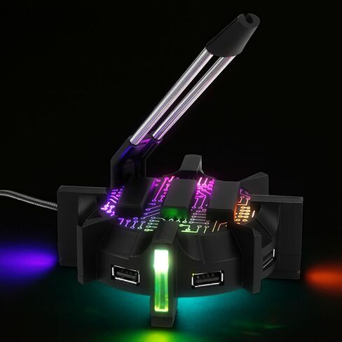 انهانس حامل كيبل ماوس العاب احترافي بـ 4 منافذ USB مع 7 اوضاع الوان LED، دعم ادارة الكيبلات، دقة محسنة وتصميم موزون لالعاب الرياضات الالكترونية التنافسية، ملحقات الالعاب in Kuwait