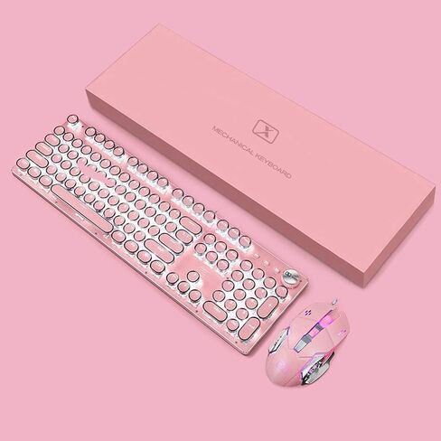 Basaltech Mechanical Gaming Keyboard and Mouse Combo, Pink in Kuwait