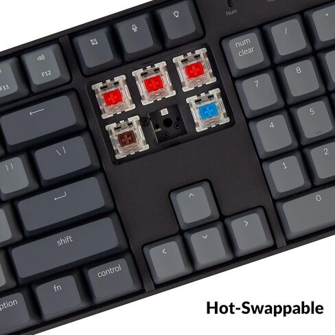 Keychron K10 Full Size Layout White LED Backlit Hot-Swappable Mechanical Keyboard for Mac Windows, Multitasking 104-Key Bluetooth Wireless/USB Wired Computer Keyboard with Gateron G Pro Red Switch in Kuwait