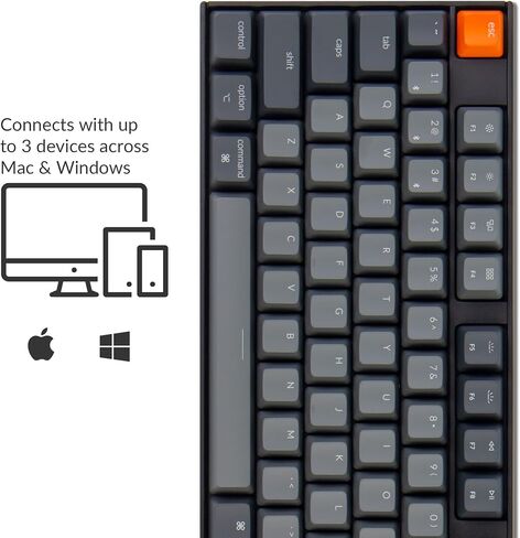 Keychron K10 Full Size Layout White LED Backlit Hot-Swappable Mechanical Keyboard for Mac Windows, Multitasking 104-Key Bluetooth Wireless/USB Wired Computer Keyboard with Gateron G Pro Red Switch in Kuwait