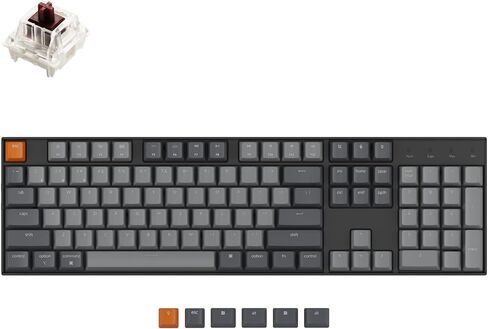 Keychron K10 Full Size Layout White LED Backlit Hot-Swappable Mechanical Keyboard for Mac Windows, Multitasking 104-Key Bluetooth Wireless/USB Wired Computer Keyboard with Gateron G Pro Red Switch in Kuwait