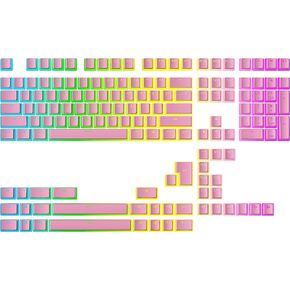 Ranked Pudding v2 PBT Keycaps | 145 Double Shot Translucent ANSI US & ISO Layout | OEM Profile for Full Size, TKL, 75%, 65% and 60% RGB Mechanical Gaming Keyboard (Black)