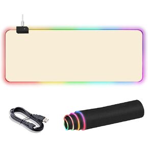 لوحة ماوس ألعاب كبيرة Lomiluskr RGB، لوحة ماوس ممتدة مع 14 وضع إضاءة، قماش فائق النسج، قاعدة مطاطية غير قابلة للانزلاق، 800 × 300 مم / 31.5 × 11.8 بوصة (وردي) in Kuwait
