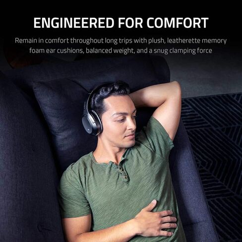 سماعة رأس Razer Opus لإلغاء الضوضاء النشطة: سماعات رأس معتمدة من THX - إلغاء الضوضاء النشط المتقدم - متوافق مع بلوتوث ومقبس 3.5 ملم - وضع الانتباه السريع - التشغيل التلقائي/الإيقاف المؤقت التلقائي - أسود in Saudi Arabia