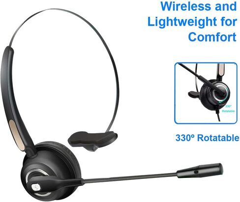 TelPal Wireless Headset Noise Cancelling Bluetooth Headphones with Mic PC Gaming Headset, Best Call Center Headset with Microphone, Rechargeable Headphones PC/Mobile Compatible in Saudi Arabia
