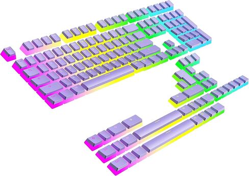 تصنيف Pudding v2 PBT Keycaps | 145 طلقة مزدوجة شفافة ANSI US وتخطيط ISO | ملف تعريف OEM للحجم الكامل، TKL، 75%، 65% و60% RGB لوحة مفاتيح الألعاب الميكانيكية (ميامي) in Kuwait