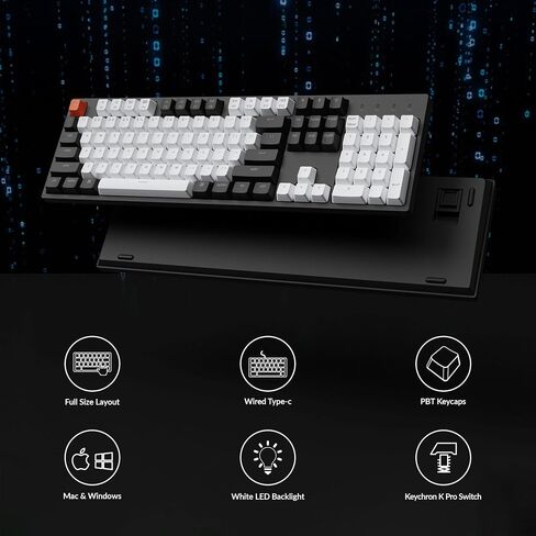 Keychron C2 Full Size 104 Keys Wired Mechanical Gaming Keyboard for Mac Layout, K Pro Brown Switch/White LED Backlight/Double Shot ABS Keycaps/USB C Computer Keyboard for Windows Laptop in Saudi Arabia