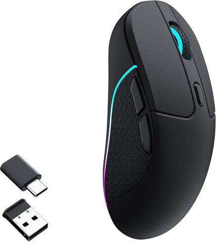 Keychron M3 Wireless Mouse, PAW3395 Sensor with Programmable Macro Button 26,000 DPI Supports 2.4 GHz/Bluetooth 5.1, 79g Ultra-Light Ergonomic Design Up to 70 Hours Using for PC Mac Laptop - Black in Kuwait