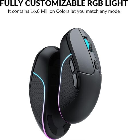 Keychron M3 Wireless Mouse, PAW3395 Sensor with Programmable Macro Button 26,000 DPI Supports 2.4 GHz/Bluetooth 5.1, 79g Ultra-Light Ergonomic Design Up to 70 Hours Using for PC Mac Laptop - Black in Kuwait