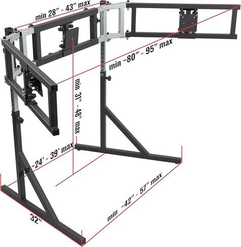 SimFab Monitor Mount Floor Stand for Racing and Flight Simulators | for Monitors up to 100x100mm VESA, 24, 27, 32, 34, 37, 49 Ultra Wide in Kuwait