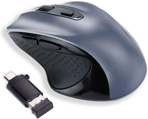 ماوس سلكي USB C، INNOMAX USB-C مريح/ماوس كبير الحجم/6 أزرار مع 3 مستويات DPI قابلة للتعديل، زر الصفحة لأسفل ولأعلى لجهاز MacBook Pro وiPad Pro والكمبيوتر المحمول مع منفذ USB-C (أسود) in Kuwait