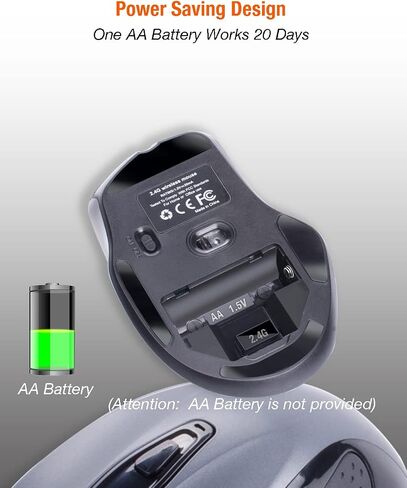 ماوس سلكي USB C، INNOMAX USB-C مريح/ماوس كبير الحجم/6 أزرار مع 3 مستويات DPI قابلة للتعديل، زر الصفحة لأسفل ولأعلى لجهاز MacBook Pro وiPad Pro والكمبيوتر المحمول مع منفذ USB-C (أسود) in Kuwait