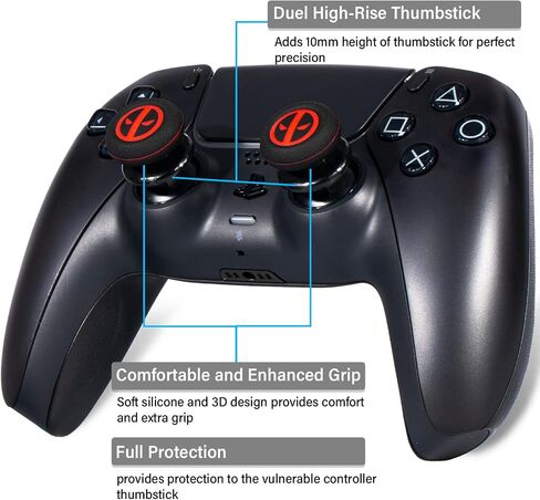 Playrealm FPS Thumbstick Extender & Printing Rubber Silicone Grip Cover 2 Sets for PS5 Dualsenese & PS4 Controller (Immortal) in Saudi Arabia