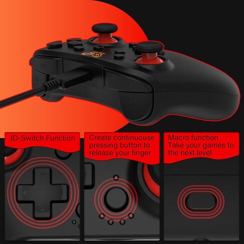 جهاز التحكم السلكي في الألعاب SOUND FOX مع مكبرات صوت مزدوجة الاهتزاز، وظيفة إيقاظ ماكرو توربو للتبديل/الكمبيوتر الشخصي Windows 10/8/7/XP/Steam/Laptop/AndroidTV Box in Kuwait