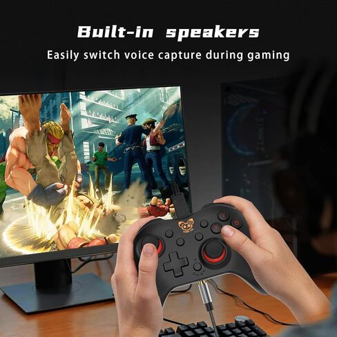 جهاز التحكم السلكي في الألعاب SOUND FOX مع مكبرات صوت مزدوجة الاهتزاز، وظيفة إيقاظ ماكرو توربو للتبديل/الكمبيوتر الشخصي Windows 10/8/7/XP/Steam/Laptop/AndroidTV Box in Kuwait