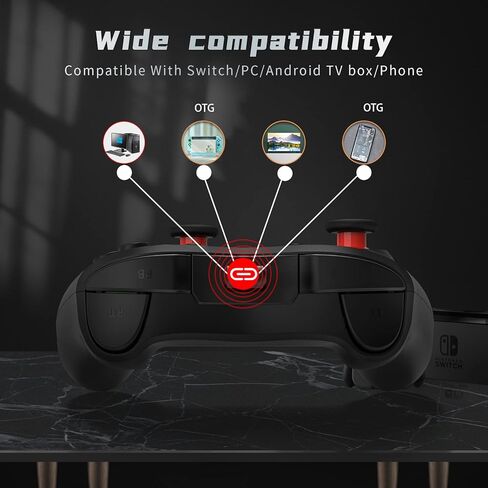 جهاز التحكم السلكي في الألعاب SOUND FOX مع مكبرات صوت مزدوجة الاهتزاز، وظيفة إيقاظ ماكرو توربو للتبديل/الكمبيوتر الشخصي Windows 10/8/7/XP/Steam/Laptop/AndroidTV Box in Kuwait
