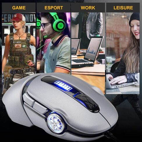 ماوس ألعاب سلكي USB من FELICON مع 7 ألوان بإضاءة خلفية RGB صامتة، تصميم مريح، DPI قابل للتعديل، ماوس بصري رائع على شكل سيارة رياضية مع 8 أزرار لأجهزة الكمبيوتر/Mac/الكمبيوتر المحمول/كمبيوتر سطح المكتب in Kuwait