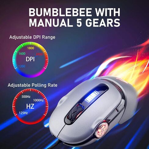 ماوس ألعاب سلكي USB من FELICON مع 7 ألوان بإضاءة خلفية RGB صامتة، تصميم مريح، DPI قابل للتعديل، ماوس بصري رائع على شكل سيارة رياضية مع 8 أزرار لأجهزة الكمبيوتر/Mac/الكمبيوتر المحمول/كمبيوتر سطح المكتب in Kuwait