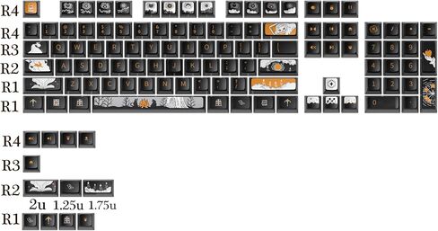 Guffercty kred XDA Profile Keycaps 125 Retro PBT Key Cap Cover Set Dye Sublimation ANSI US Layout for Cherry Mx Switch لوحة المفاتيح الميكانيكية (XDA/Ember) in Kuwait