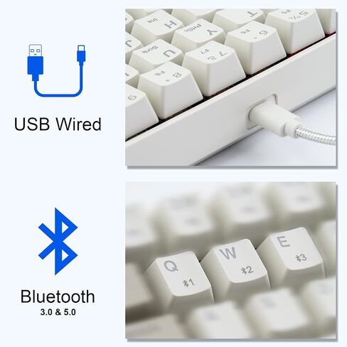Newmen GM610 60% لوحة مفاتيح ميكانيكية لاسلكية، سلكية/بلوتوث RGB بإضاءة خلفية، 61 مفتاحًا مضادًا للظلال، قابلة للبرمجة، لوحة مفاتيح ألعاب قابلة للتبديل السريع، للكمبيوتر المحمول الذي يعمل بنظام Windows Mac (أزرق) in Kuwait