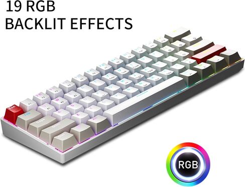 Newmen GM610 60% لوحة مفاتيح ميكانيكية لاسلكية، سلكية/بلوتوث RGB بإضاءة خلفية، 61 مفتاحًا مضادًا للظلال، قابلة للبرمجة، لوحة مفاتيح ألعاب قابلة للتبديل السريع، للكمبيوتر المحمول الذي يعمل بنظام Windows Mac (أزرق) in Kuwait