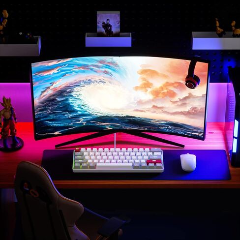 Newmen GM610 60% لوحة مفاتيح ميكانيكية لاسلكية، سلكية/بلوتوث RGB بإضاءة خلفية، 61 مفتاحًا مضادًا للظلال، قابلة للبرمجة، لوحة مفاتيح ألعاب قابلة للتبديل السريع، للكمبيوتر المحمول الذي يعمل بنظام Windows Mac (أزرق) in Kuwait