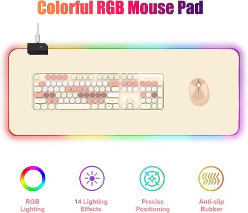 RGB Large Gaming Mouse Pad, Extended Mouse Pad with 12 Lighting Effects, Water Proof Mutispandex Surface, Non-Slip Rubber Base, 80x30 cm / 31.5×11.8 in (Cat) in Kuwait