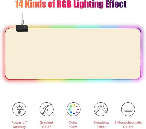 RGB Large Gaming Mouse Pad, Extended Mouse Pad with 12 Lighting Effects, Water Proof Mutispandex Surface, Non-Slip Rubber Base, 80x30 cm / 31.5×11.8 in (Cat) in Kuwait