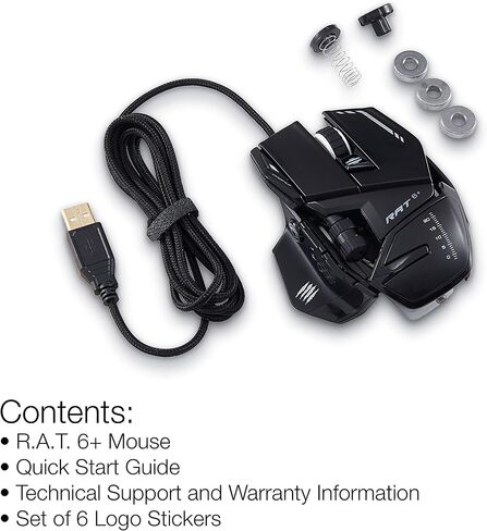 Mad Catz R.A.T. 8+ Adjustable Wired Gaming Mouse - 16000 DPI - 11 Programmable Buttons - 4 User Profiles Stored Directly - Customize RGB LED - Additional Palm Rests and Pinky Supports - Black in Kuwait