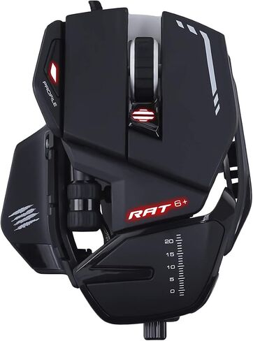Mad Catz R.A.T. 8+ Adjustable Wired Gaming Mouse - 16000 DPI - 11 Programmable Buttons - 4 User Profiles Stored Directly - Customize RGB LED - Additional Palm Rests and Pinky Supports - Black in Kuwait