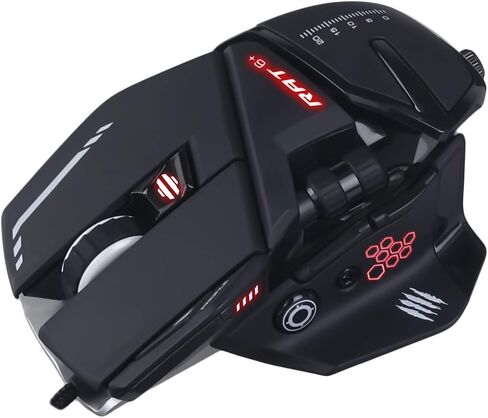 Mad Catz R.A.T. 8+ Adjustable Wired Gaming Mouse - 16000 DPI - 11 Programmable Buttons - 4 User Profiles Stored Directly - Customize RGB LED - Additional Palm Rests and Pinky Supports - Black in Kuwait