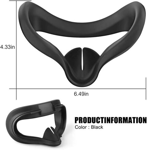 VR Face Silicone Cover Mask for Oculus Quest 2 Headset Face Pad Cushion Sweat Proof Anti-Fog Oculus Quest 2 Accessories (Black) - axGear in Saudi Arabia