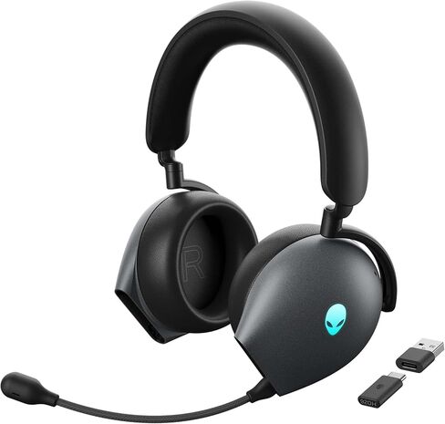 Alienware AW920H Tri-Mode Wireless Gaming Headset - Dolby Atmos Virtual Surround Sound, Active Noise Cancelling, AI-driven Noise-Cancelling microphone, USB-C Wireless Dongle - Lunar Light, Large in Saudi Arabia