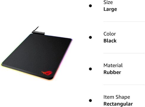 ASUS ROG Balteus RGB Gaming Mouse Pad - USB Port | Aura Sync RGB Lighting | Hard Micro-Textured Gaming-Optimized Surface & Nonslip Rubber Base in Kuwait