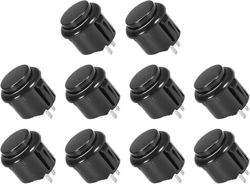 Rebower مؤقتة لعبة ضغط على زر مفاتيح لعبة زر صغير [للعبة فيديو أركيد] -23mm / أسود / 10 قطع in Saudi Arabia