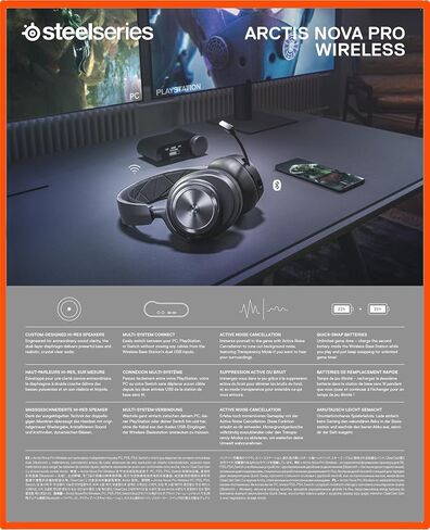 NEW SteelSeries Arctis Nova Pro Wireless Multi-System Gaming Headset - Premium Hi-Fi Drivers - Active Noise Cancellation - Infinity Power System - Stealth Retractable Mic - PC, PS5/PS4, Switch, Mobile in Kuwait
