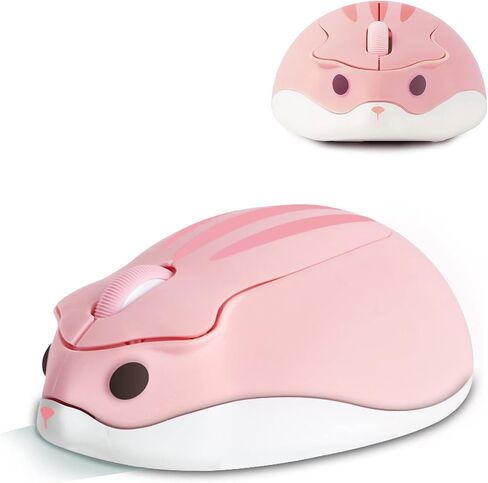Wireless Bluetooth Cute Animal Hamster Mouse - 1200DPI 3-Button Portable Cordless Mouse for Ipad Pro Laptop PC Mac Notebook Computer Tablet (Pink) in Kuwait