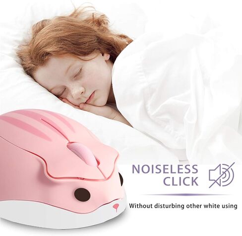 Wireless Bluetooth Cute Animal Hamster Mouse - 1200DPI 3-Button Portable Cordless Mouse for Ipad Pro Laptop PC Mac Notebook Computer Tablet (Pink) in Kuwait