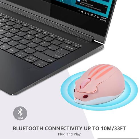 Wireless Bluetooth Cute Animal Hamster Mouse - 1200DPI 3-Button Portable Cordless Mouse for Ipad Pro Laptop PC Mac Notebook Computer Tablet (Pink) in Kuwait