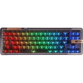 KiiBoom Phantom 68 65% Hot Swappable Crystal Gasket-Mounted Mechanical Keyboard, BT5.0/2.4GHz/USB-C Wired Wireless NKRO Gaming Keyboard with South-Facing RGB, 4000mAh Battery for Win/Mac(Black)