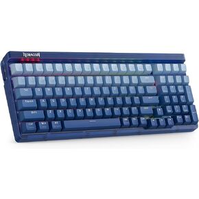 لوحة مفاتيح Redragon K656 PRO للألعاب اللاسلكية RGB بثلاثة أوضاع، لوحة مفاتيح ميكانيكية 100 مفتاح مع لوحة شفافة، مقبس قابل للتبديل السريع، رغوة ممتصة للصوت ومفتاح لمس مخصص، صناعة زرقاء متدرجة in Kuwait