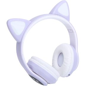 SYH&AQYE Cat Ear Bluetooth5.0 Headphones, LED Stereo Gaming Headset, 7H Battery Life Foldable Wireless Over Ear Headphones for Laptop Switch Games(Pink) in Kuwait