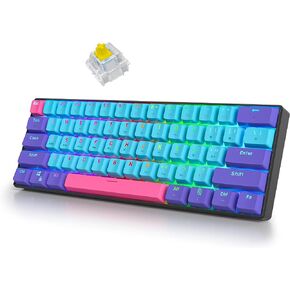 surmen GT61 Wireless 60% Keyboard, Mini RGB Mechanical Gaming Keyboard 60 Percent Hot-Swappable with Linear Gateron Switch Type-C/Bluetooth 5.0 Programmable (Gateron Yellow, Sound Wave 61) in Saudi Arabia