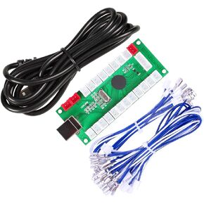 EG STARTS Arcade Zero Delay USB Encoder إلى أجهزة التحكم في ألعاب الكمبيوتر الشخصي لمجموعات Arcade DIY أجزاء Mame Jamma وألعاب الكمبيوتر الأخرى (عصا التحكم 2Pin + زر ضغط على طراز Happ) in Kuwait