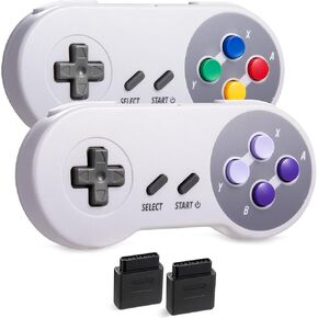 2 Pack MODESLAB 2.4 GHz Wireless Controller Gamepad Compatible with Retro SNES [7 Pin Connector] [Rechargeable] [Plug & Play] (Non PC USB Version)